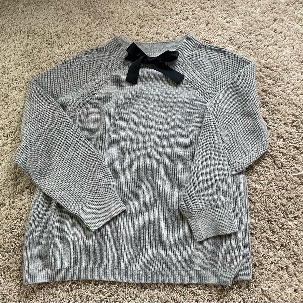 J. Crew Gray Knit Cardigan with Bow Size XL